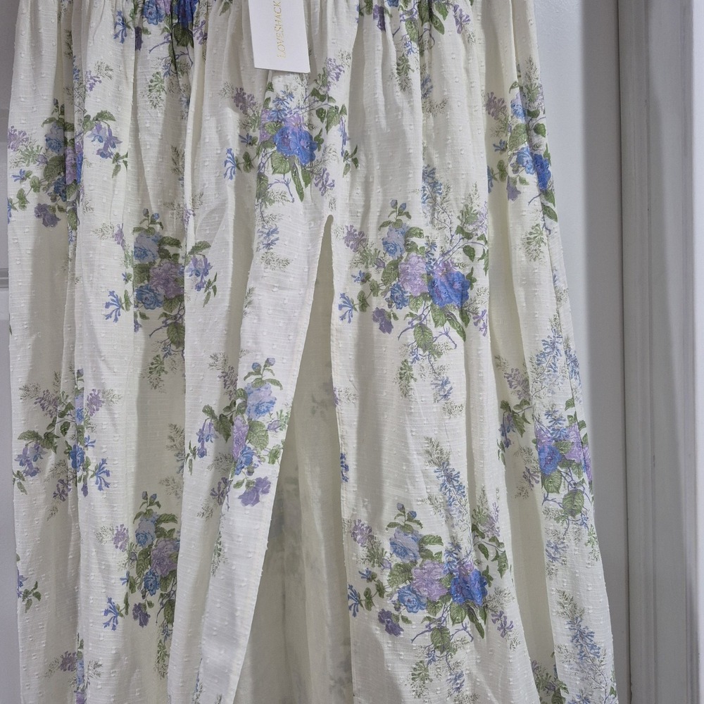 Love Shack Fancy Maxi Skirt Womens XL Falune Floral Deep Slit Pull On Cottage - Picture 2 of 11